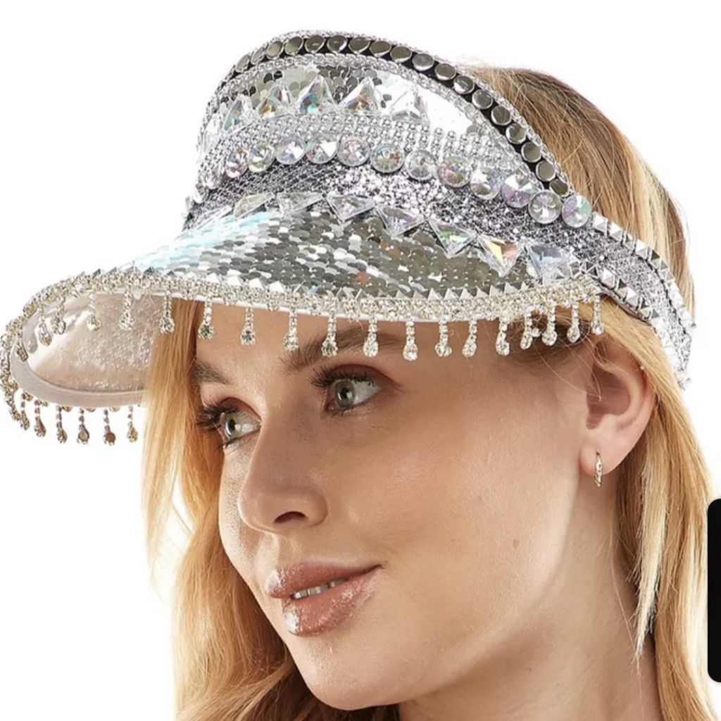 Nwt Silver Sequin Visor